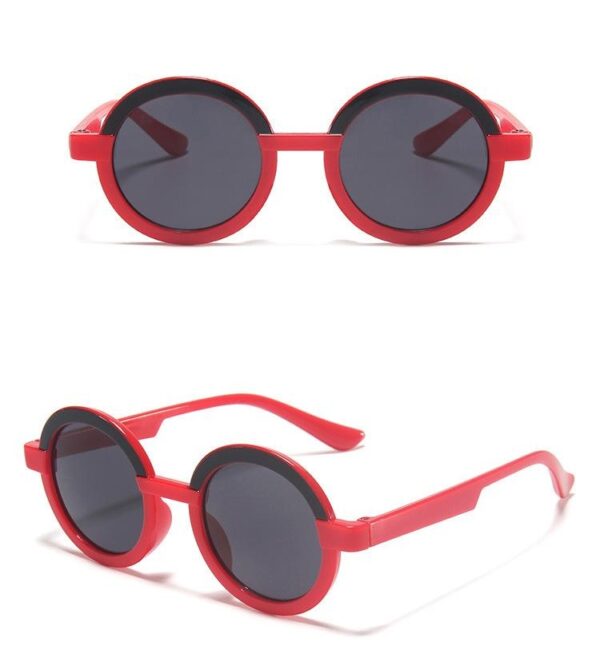 Round Frame Retro Stitching Contrast Sunglasses - Image 7