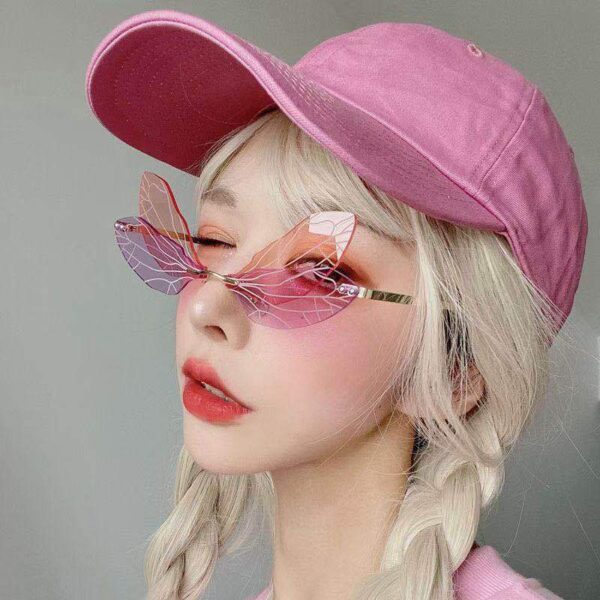 Frameless Trimming Dragonfly Wings Sunglasses