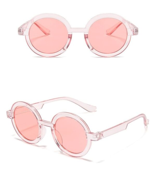 Round Frame Retro Stitching Contrast Sunglasses - Image 10