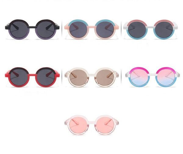 Round Frame Retro Stitching Contrast Sunglasses - Image 2