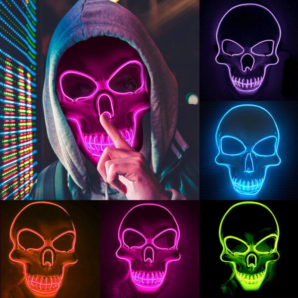 Skeleton Mask LED Glow Scary Mask 1pc.