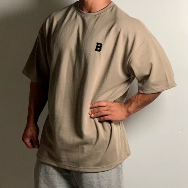 Loose Short Sleeve Drop Shoulder Cotton Heavy T-shirt - Image 5