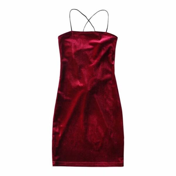 Spaghetti Strap Sling Backless Slim Cross-tie Dress - Image 8