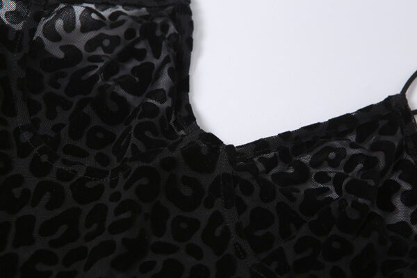 Low Cut Perspective Mesh Slim Fit Jumpsuit - Image 4