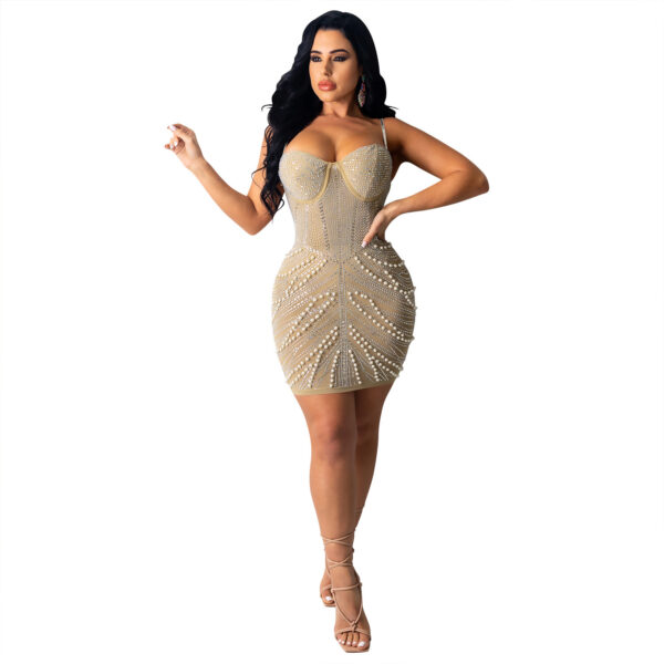 Sexy Wrapped Chest Sling Hot Rhinestone Dress - Image 6