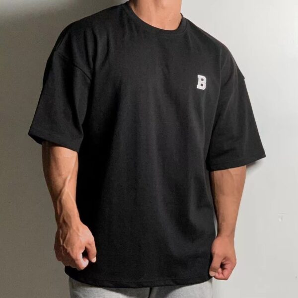 Loose Short Sleeve Drop Shoulder Cotton Heavy T-shirt - Image 2