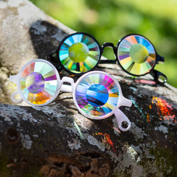 Black Kaleidoscope Glasses – Wormhole – Flat Back - Image 3