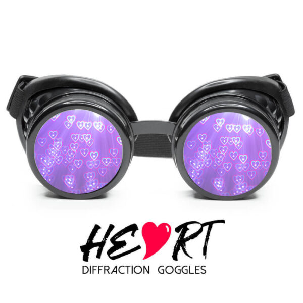 GloFX Heart Effect Diffraction Goggles – Black