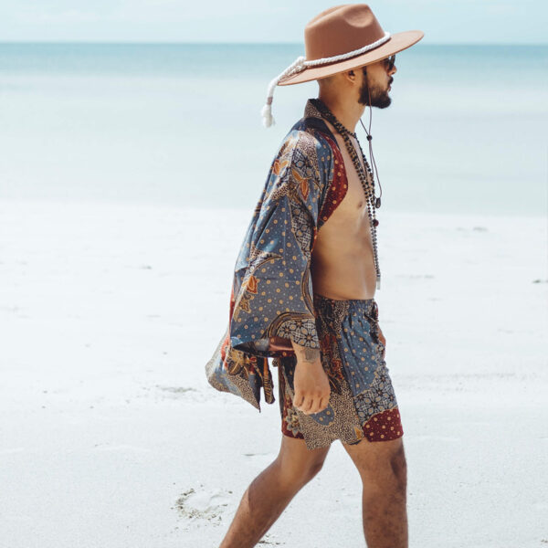 Men's Casual Printed Cardigan Shorts Two-piece Set - Image 3