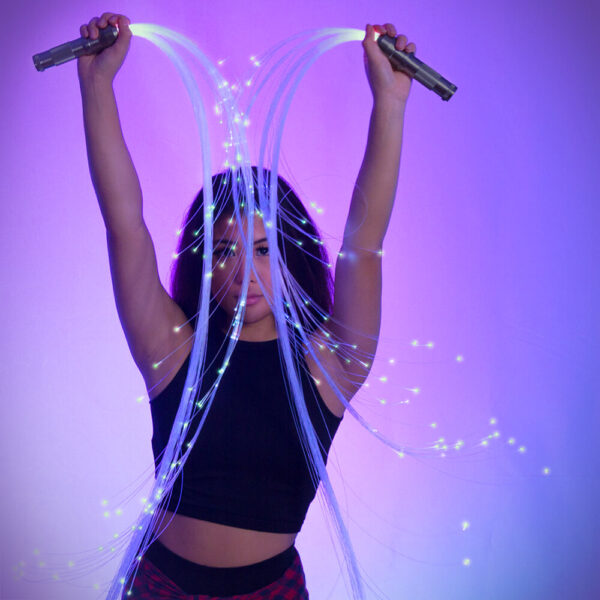 Festival Whip Toy With 100 LED Fiber Optic swivel Bright light