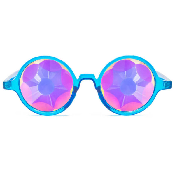 GloFX Transparent Blue Kaleidoscope Glasses – Sacred – Flat Back