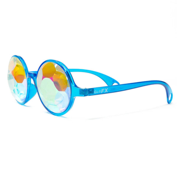 GloFX Transparent Blue Kaleidoscope Glasses – Sacred – Flat Back - Image 2