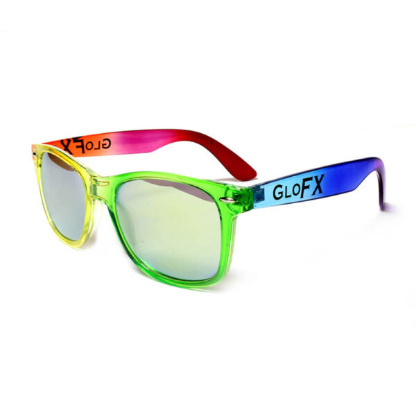 GloFX Transparent Rainbow Diffraction Glasses – Gold Mirror