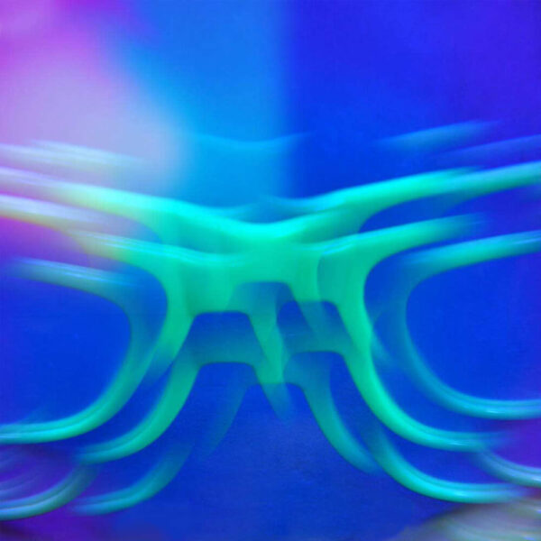 GloFX Black Kaleidoscope Glasses – Rainbow Bug Eye – Flat Back - Image 4