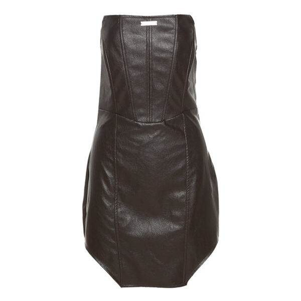 Vegan Leather Sexy Tube Top Dress-Suit. - Image 3