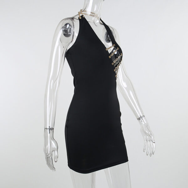 Fashion Halter Neck Sexy Hollow Bag Hip Dress - Image 4